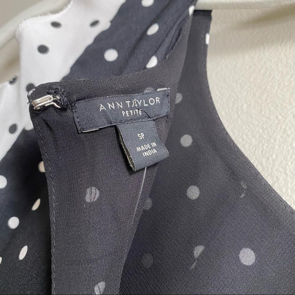 Ann Taylor Black Polka Dot Ruffle Shift Dress Size Small Petite - Picture 14 of 16